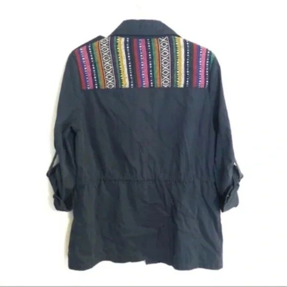 Navy Embroidered Utility Jacket - Picture 8 of 8